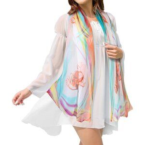 Women's Multi-color Fashion Lightweight Head Scarf Floral Print Chiffon Scarves